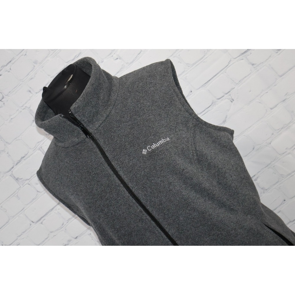 Columbia Fleece Vest Women 1X Charcoal Gray Full Zip Sleeveless Soft Outdoor